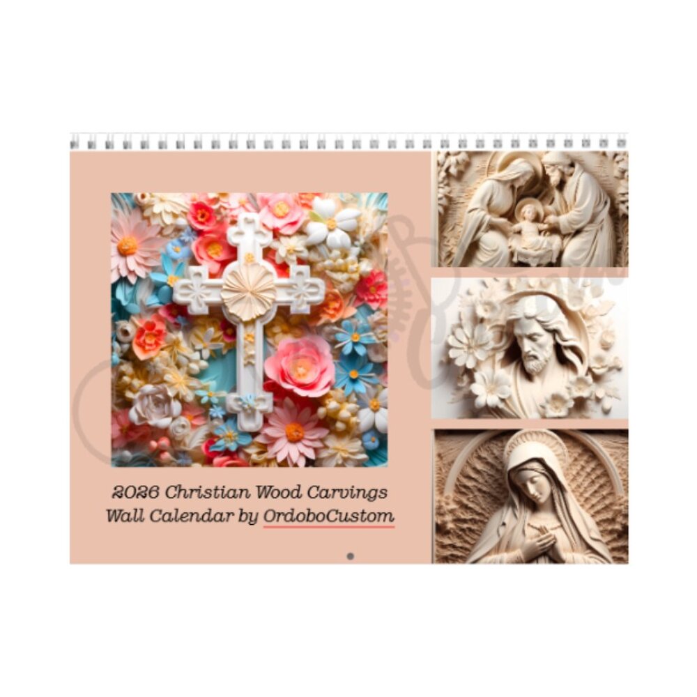 2024 Christian Wood Carvings Wall Calendar